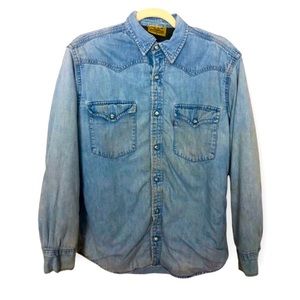 BEAR RIVER WORK WEAR Washed Denim Fleece Shacket Y2K Jacket M